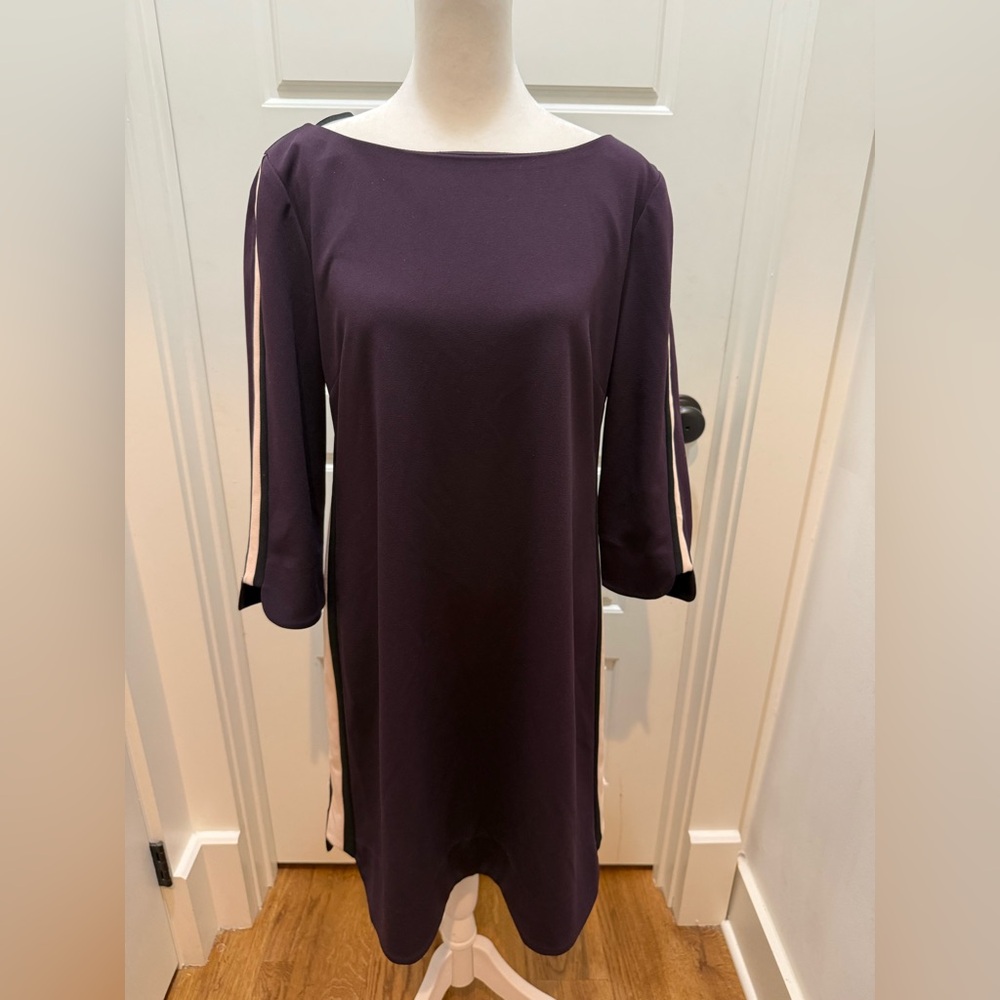 Vince Camuto. 3/4 Length Sleeve Shift Dress. Plum. Size 12.